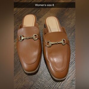 Old Navy Tan Loafers with Gold Accent
